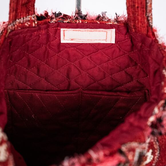 DIY Handmade Coca-Cola Fabric Handbag Quilted Lining Fringe Trim Red - Picture 6 of 6